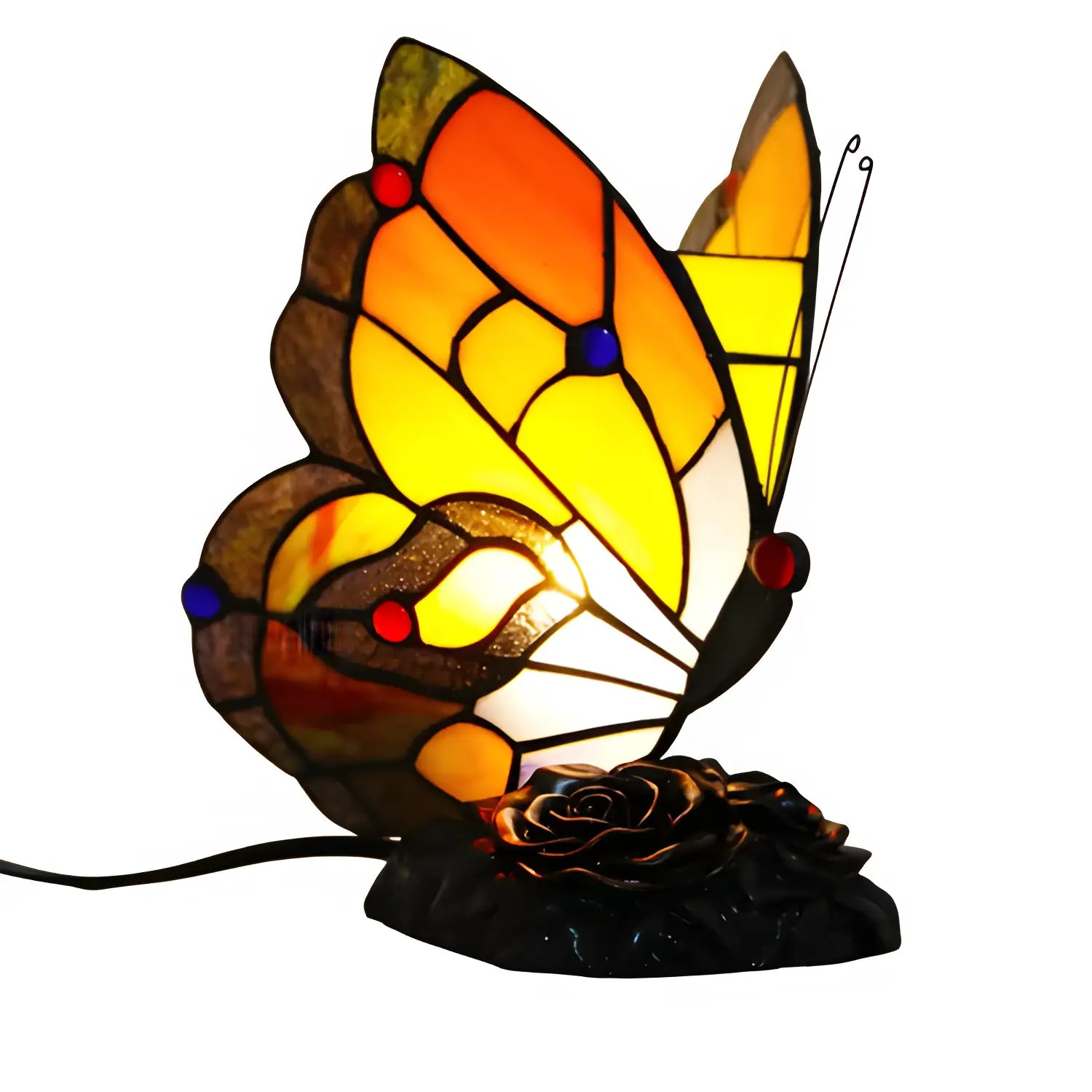 Butterfly Nightlight Tiffany Glass Tabletop Lamp - No Bulb - Table Lamp