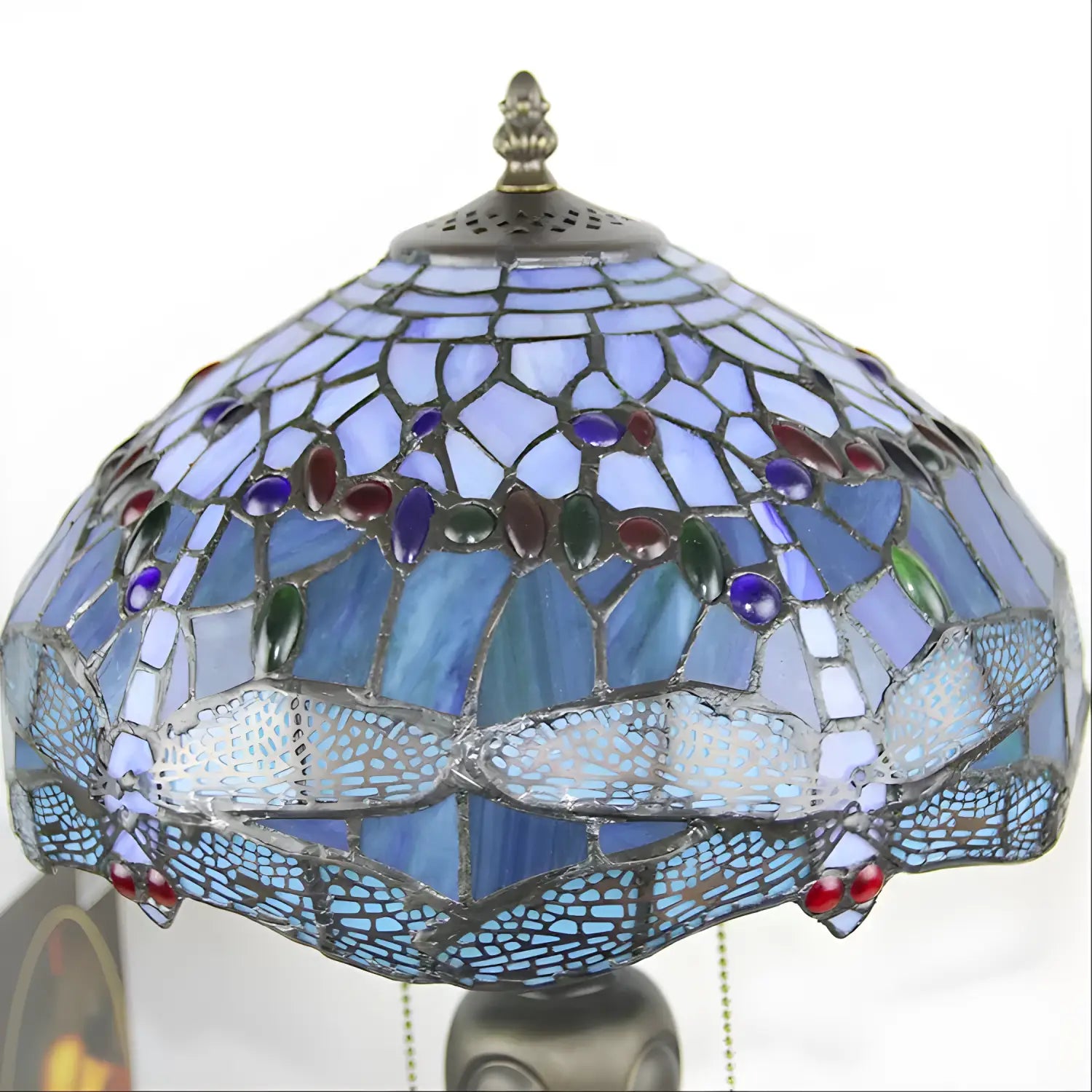 Colorful Dragonfly Tiffany Glass Tabletop Lamp - No Bulb - Table Lamp