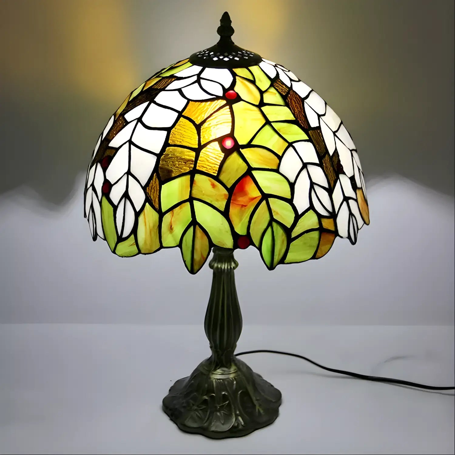 Colorful Grape Tiffany Glass Tabletop Lamp - No Bulb - Table Lamp