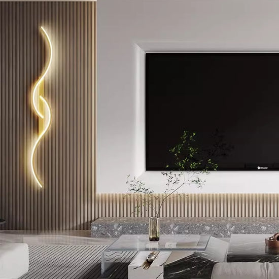 LED Wall Lamp - Modern Minimalist Strip Light for Bedroom & Living Room - Tricolor Light / Golden 100CM - Wall Mount