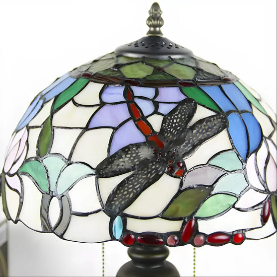 European Dragonfly Tiffany Glass Tabletop Lamp - No Bulb - Table Lamp