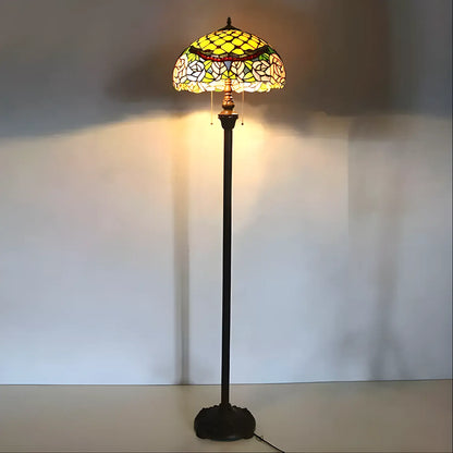 Peony Blossom Tiffany Glass Floor Lamp - No Bulb - Floor Lamp