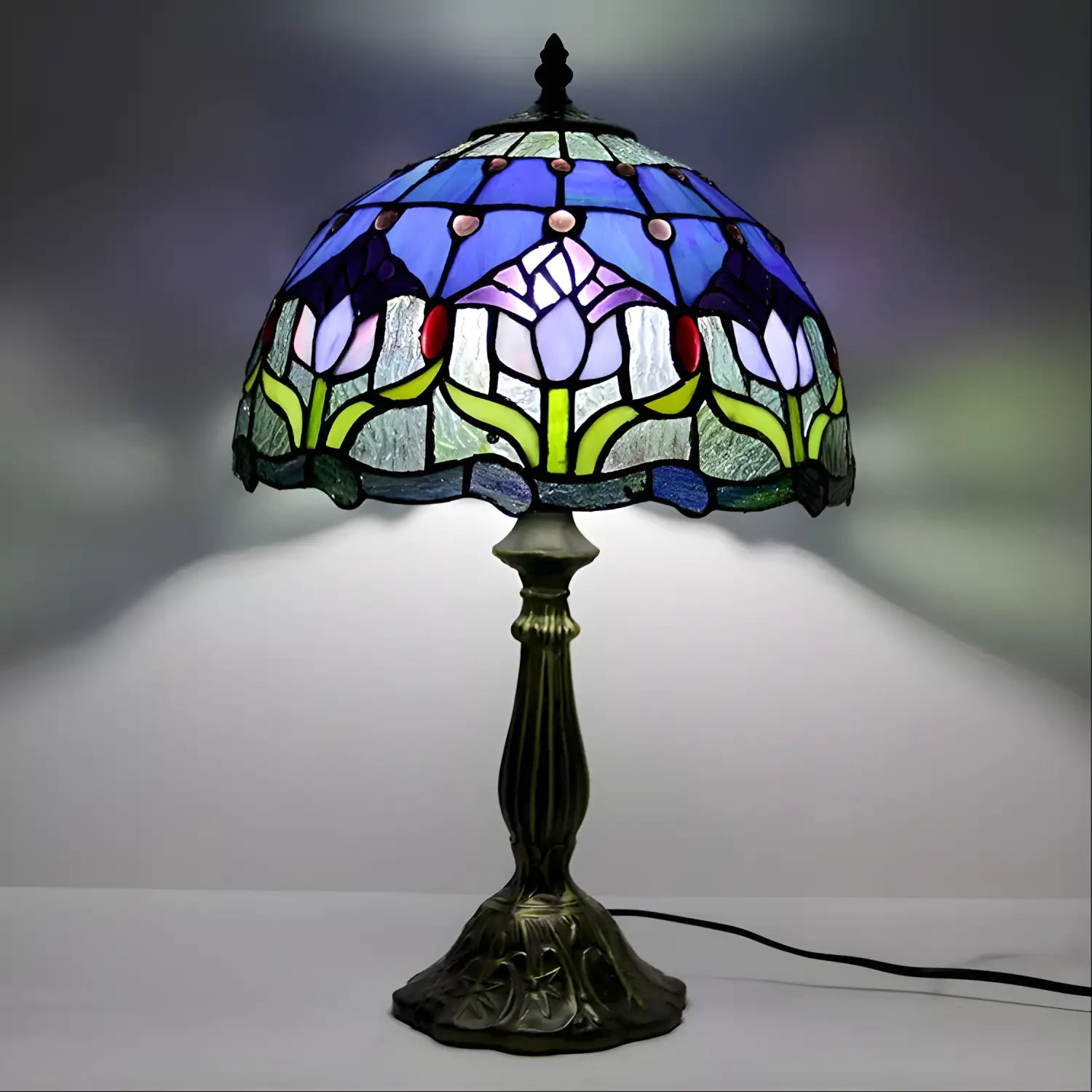 Tulip Tiffany Glass Tabletop Lamp - No Bulb - Table Lamp