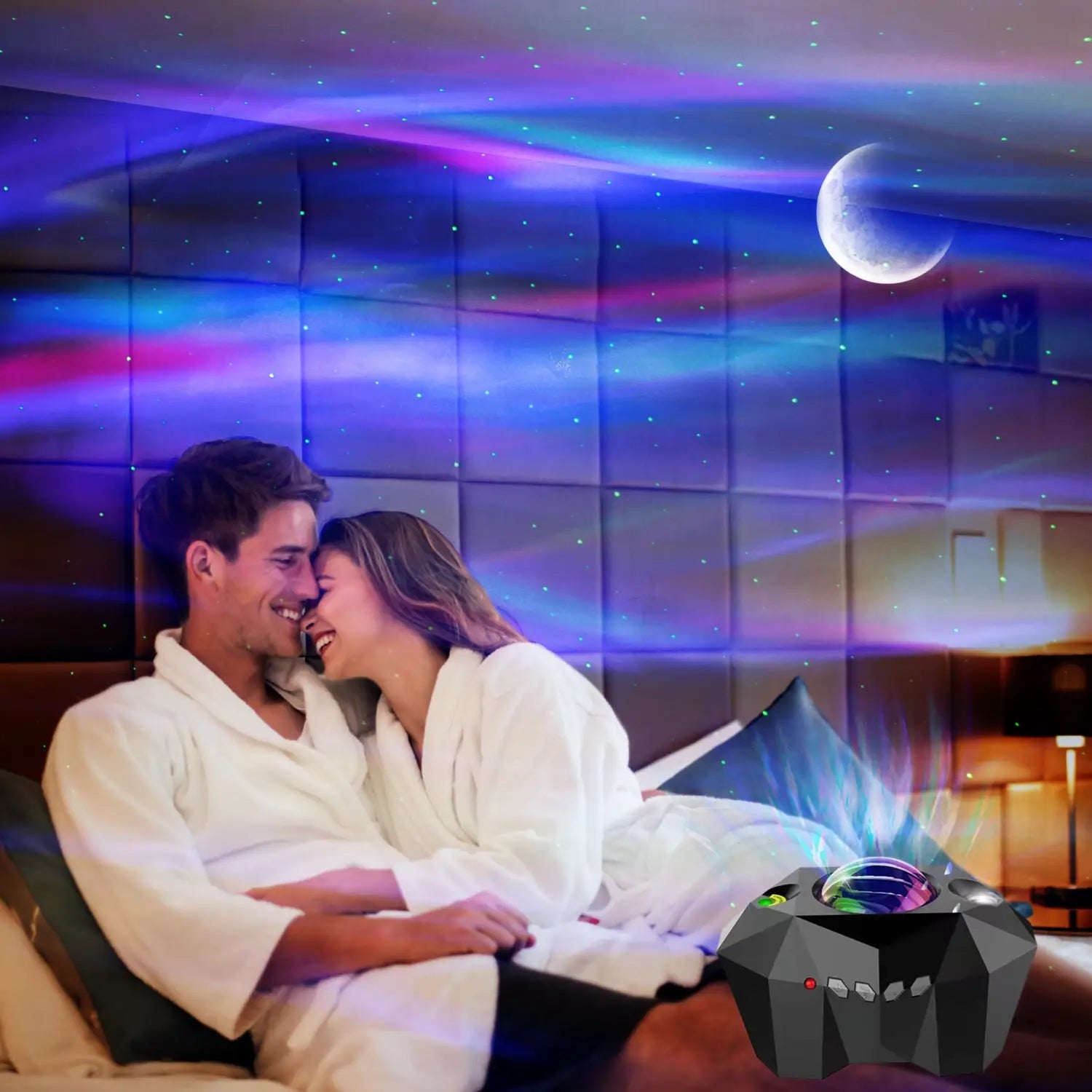 Projection Lamp with Water Pattern Light and Bluetooth Music - Black / USB - portable lights