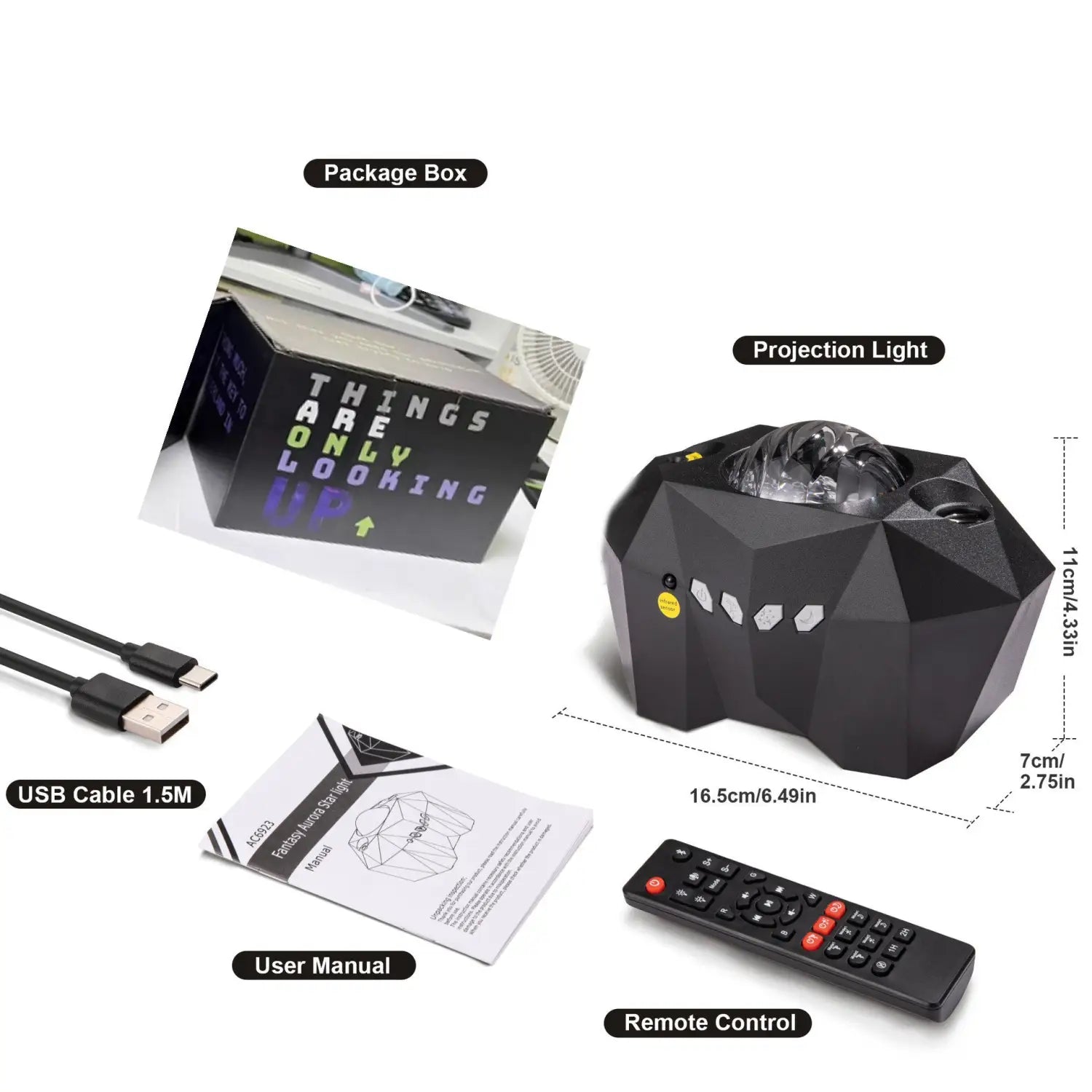 Projection Lamp with Water Pattern Light and Bluetooth Music - Black / USB - portable lights