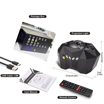 Projection Lamp with Water Pattern Light and Bluetooth Music - Black / USB - portable lights