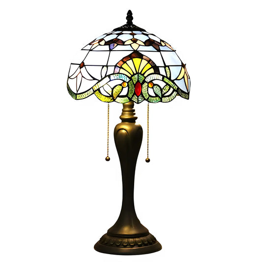 Purple Baroque Tiffany Glass Tabletop Lamp - No Bulb - Table Lamp