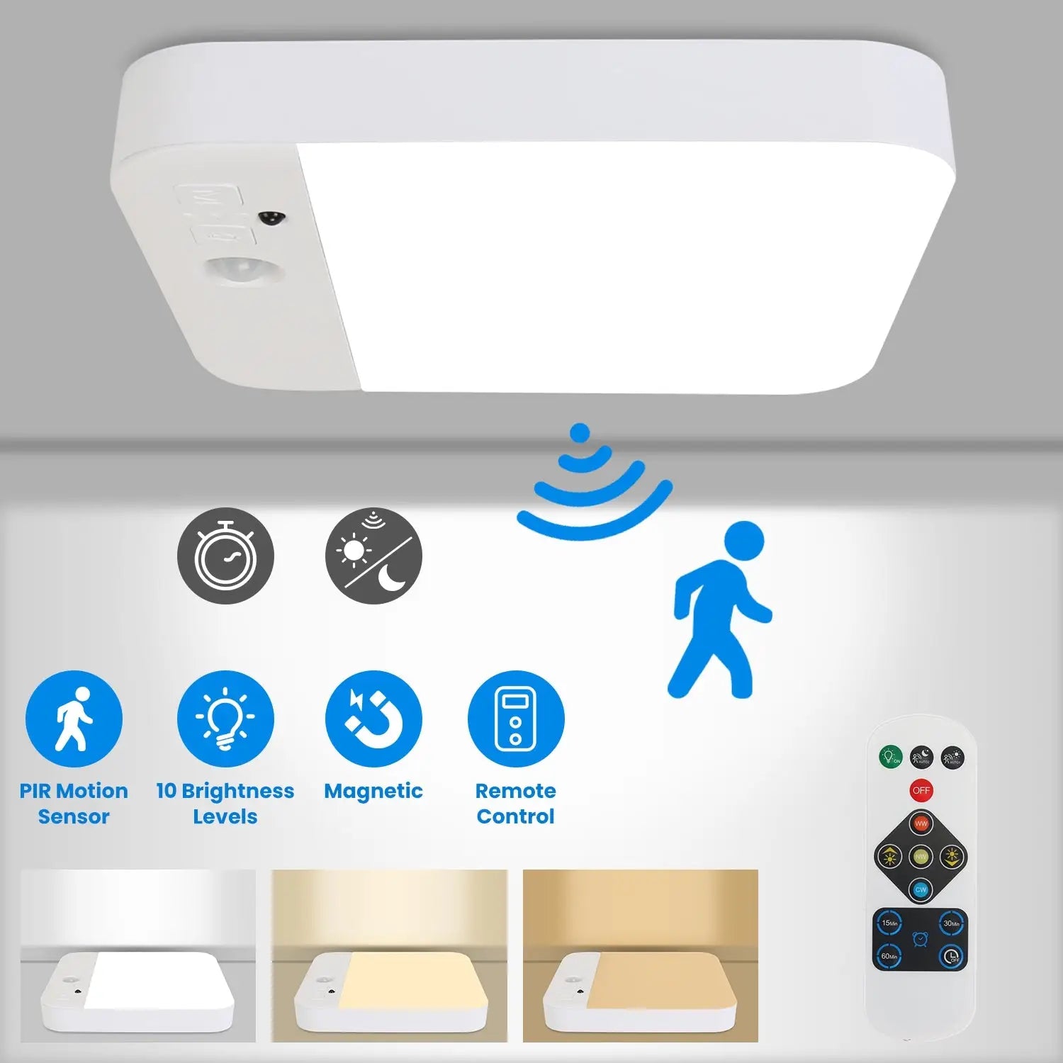 Rechargeable Flush Ceiling Light Featuring Smart Motion Sensing and Remote Control - Smart Ceiling Light