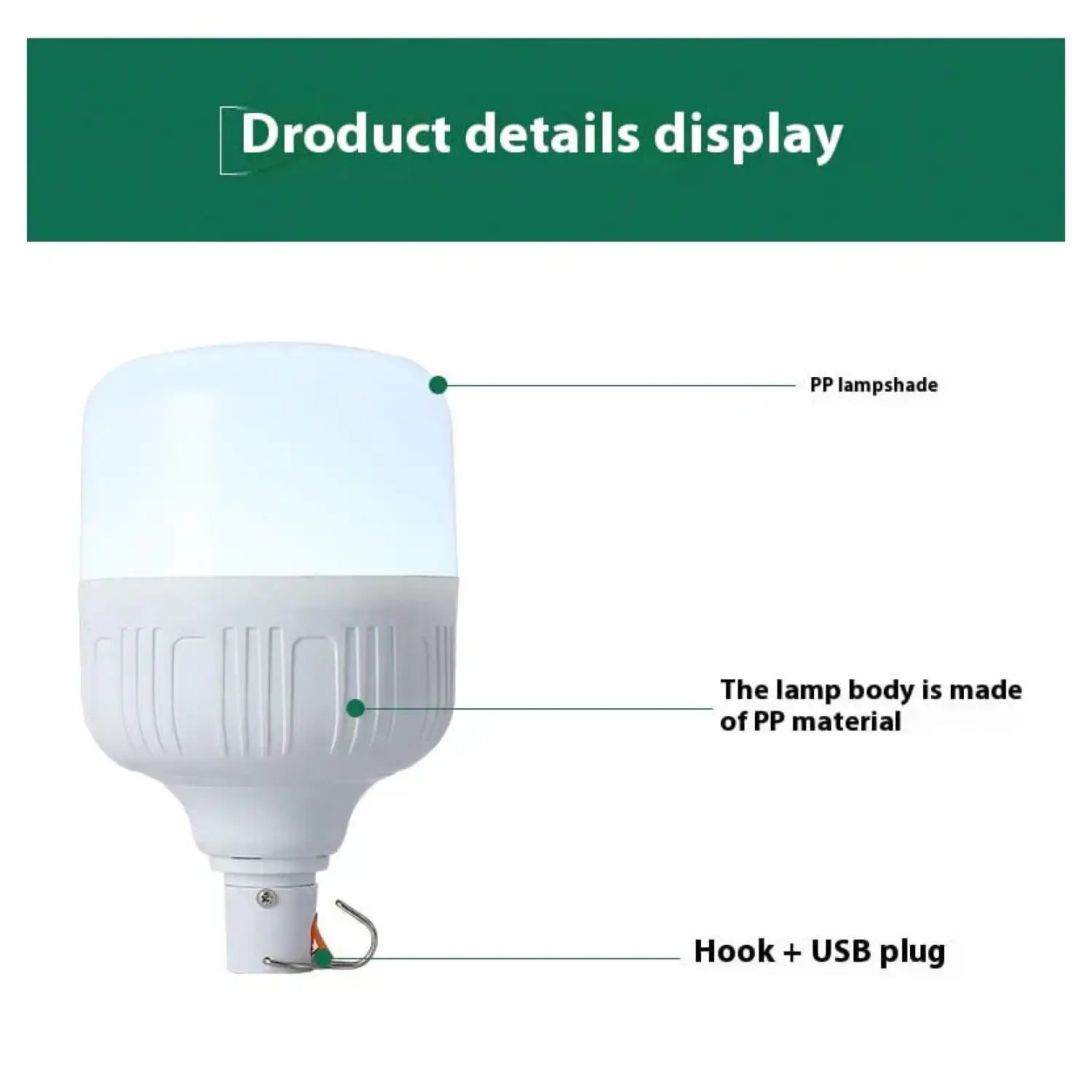 Rechargeable LED Light Bulb Lights with Portable Battery Power 12V Hanging Light