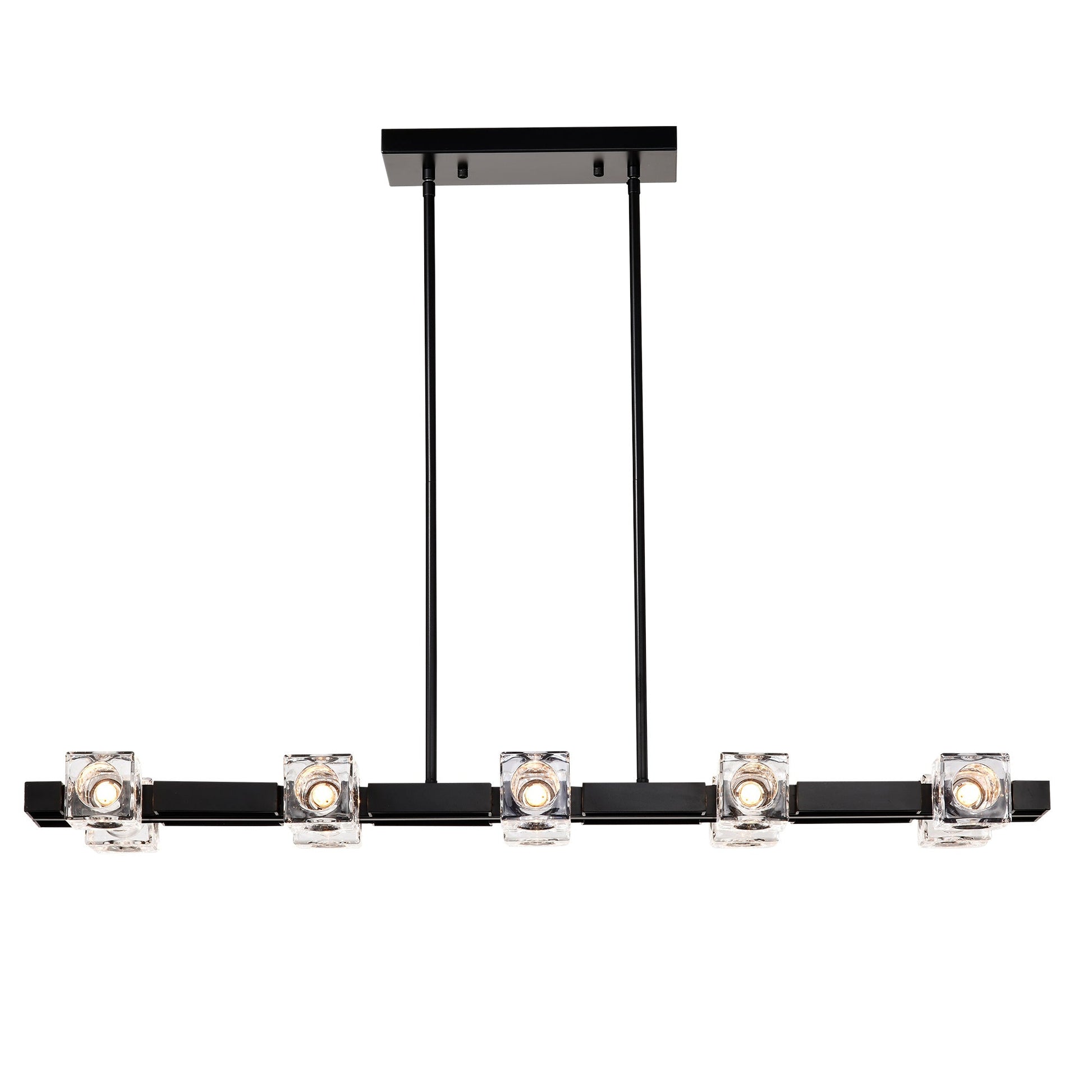 Rectangle Crystal Chandelier Hanging Lights Decoration for Dining Room Matte Black 12V Hanging Light