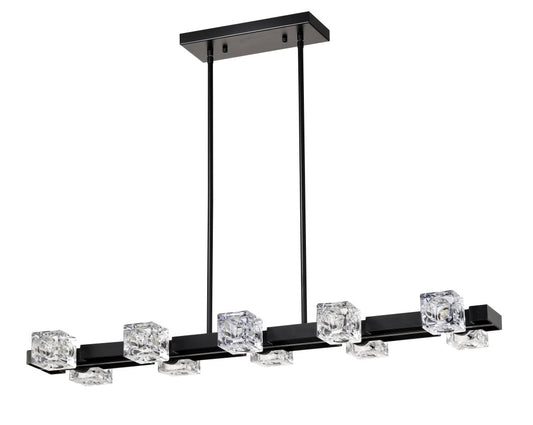 Rectangle Crystal Chandelier Hanging Lights Decoration for Dining Room Matte Black 12V Hanging Light