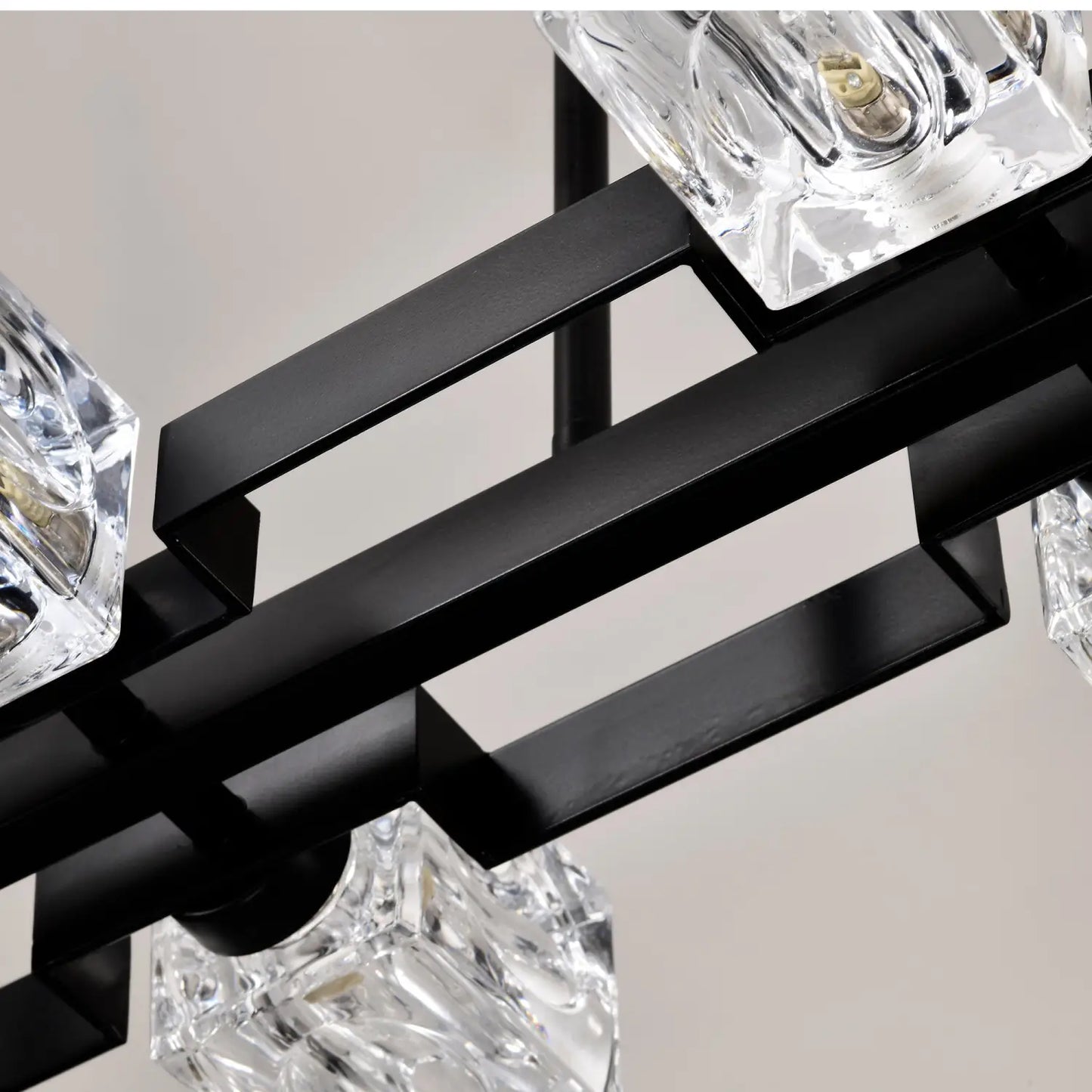 Rectangle Crystal Chandelier Hanging Lights Decoration for Dining Room Matte Black 12V Hanging Light