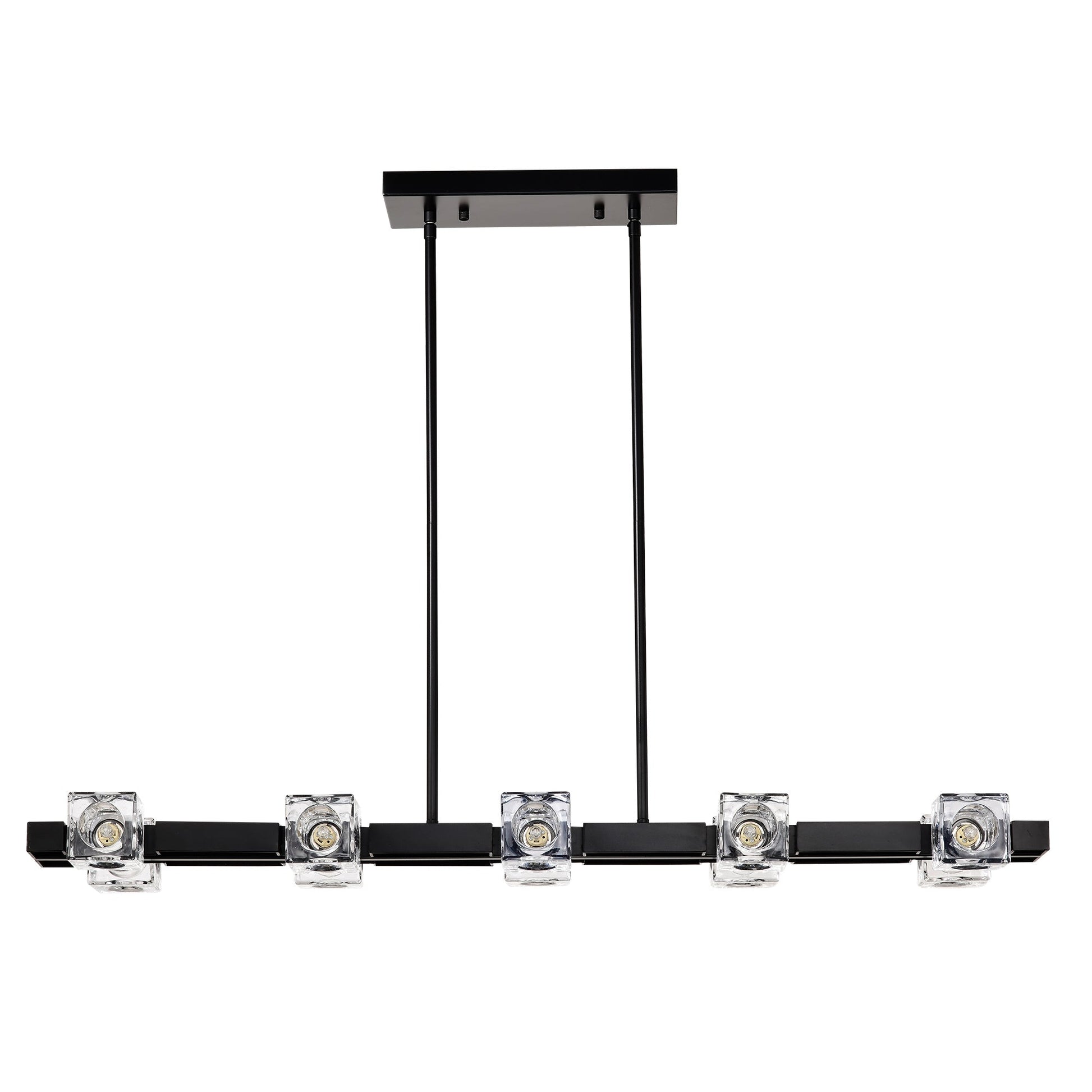 Rectangle Crystal Chandelier Hanging Lights Decoration for Dining Room Matte Black 12V Hanging Light