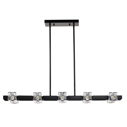 Rectangle Crystal Chandelier Hanging Lights Decoration for Dining Room Matte Black 12V Hanging Light