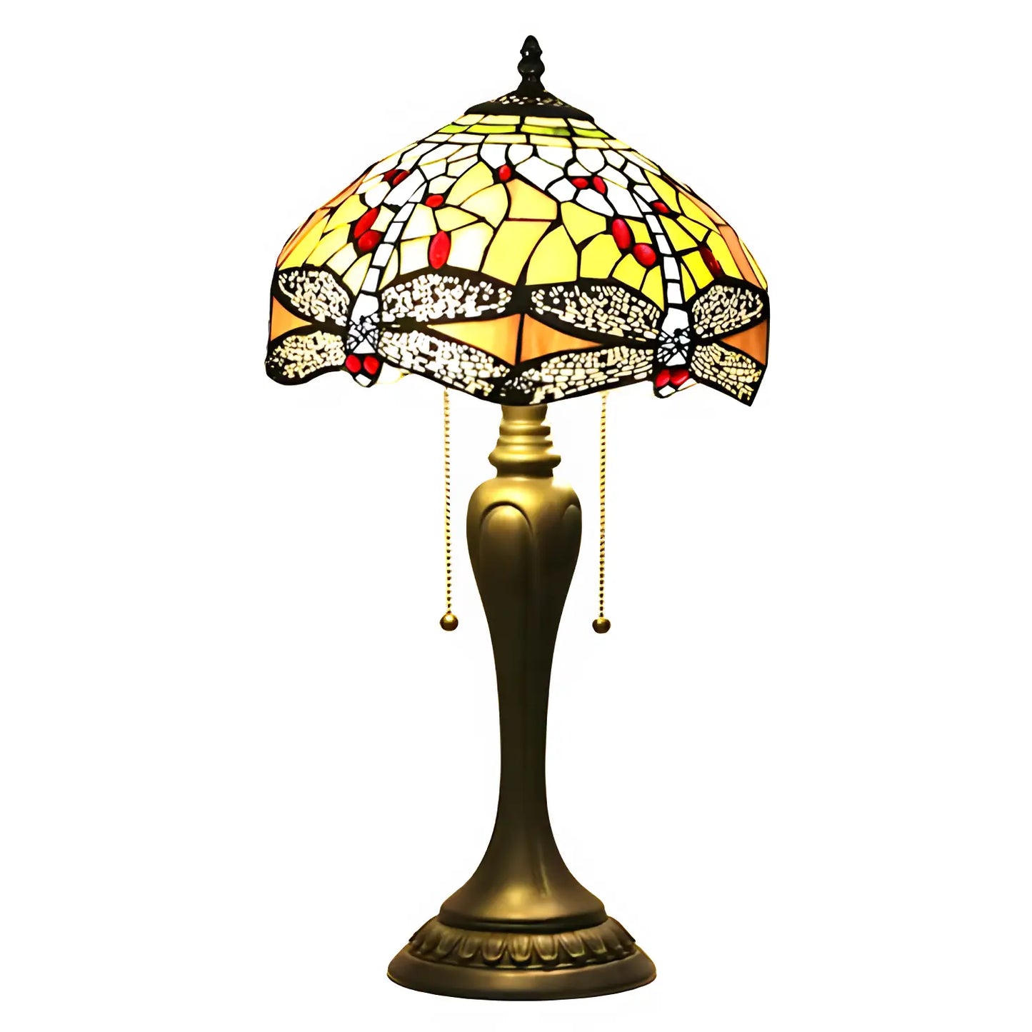 Retro Dragonfly Tiffany Glass Tabletop Lamp - No Bulb - Table Lamp