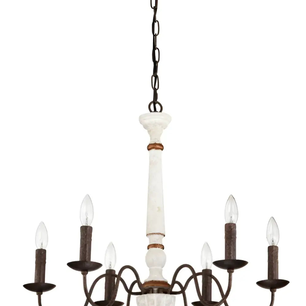 Retro White And Rust Color Chandelier With Light Fixture 6 Light E12 NO Include Bulb Pendant Light Fixtures For Dining
