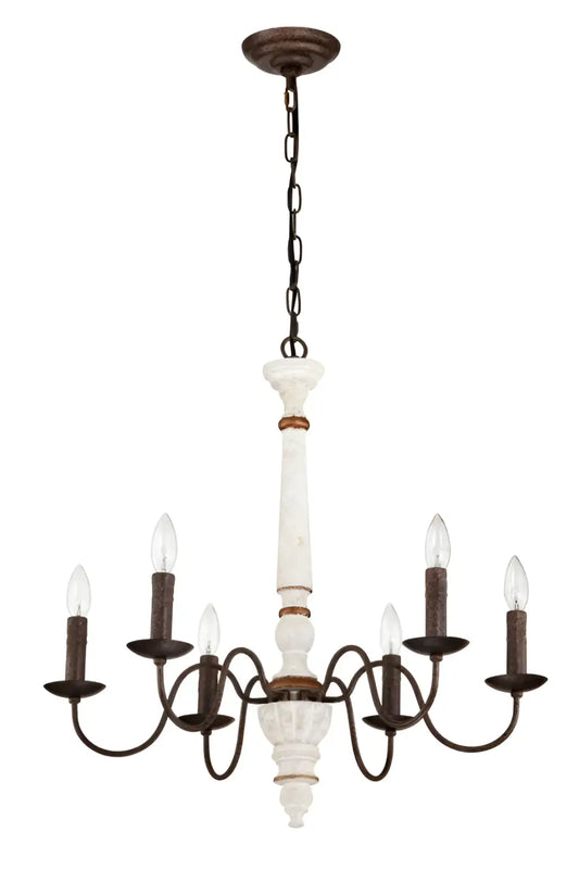 Retro White And Rust Color Chandelier With Light Fixture 6 Light E12 NO Include Bulb Pendant Light Fixtures For Dining
