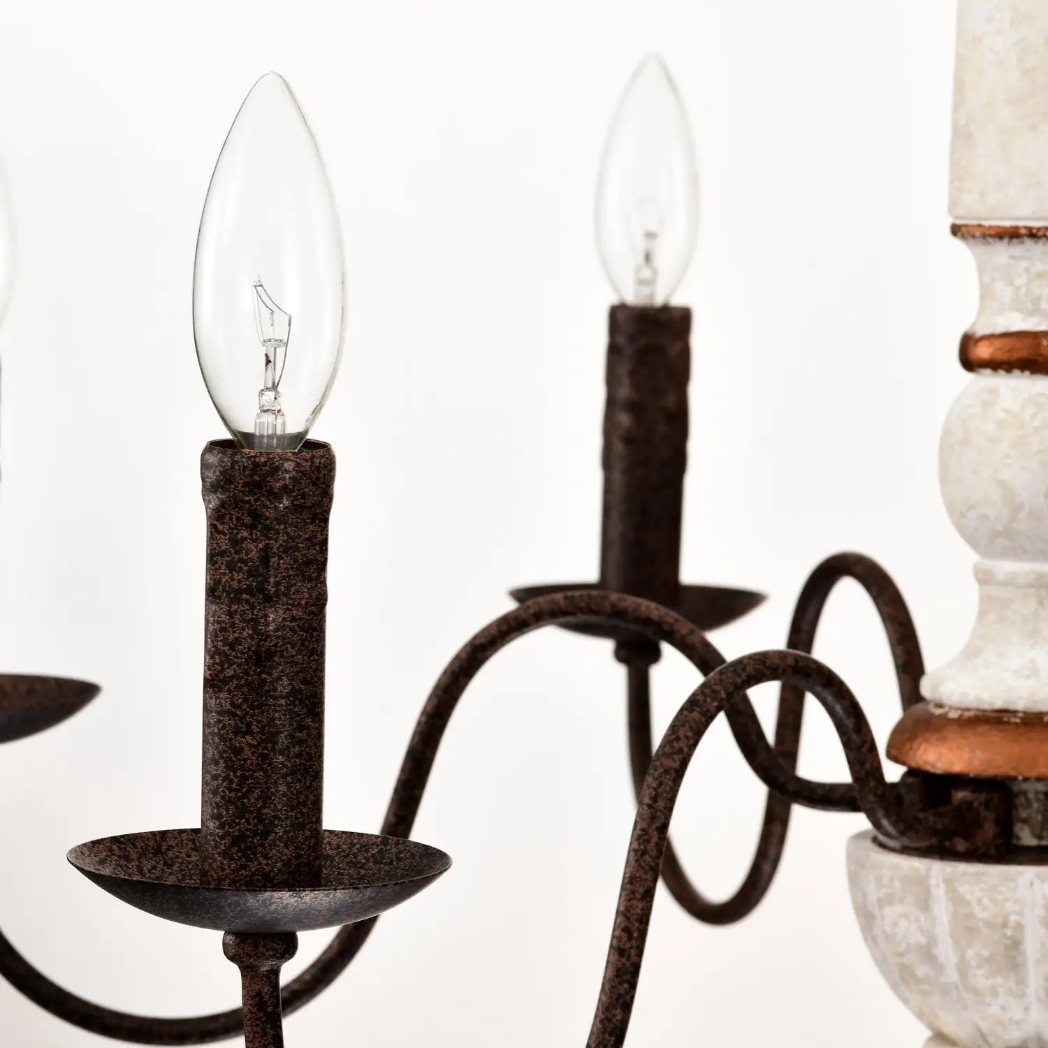 Retro White And Rust Color Chandelier With Light Fixture 6 Light E12 NO Include Bulb Pendant Light Fixtures For Dining