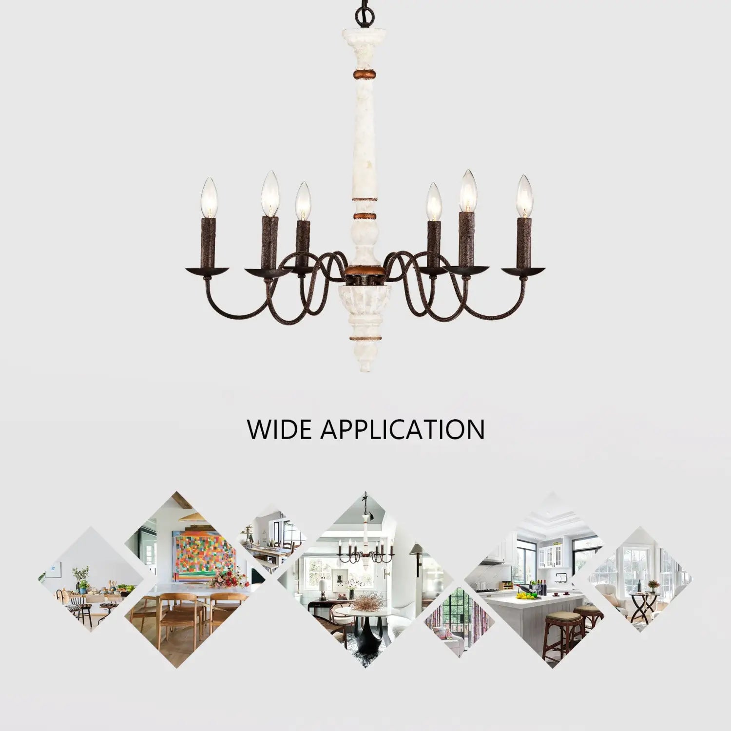 Retro White And Rust Color Chandelier With Light Fixture 6 Light E12 NO Include Bulb Pendant Light Fixtures For Dining