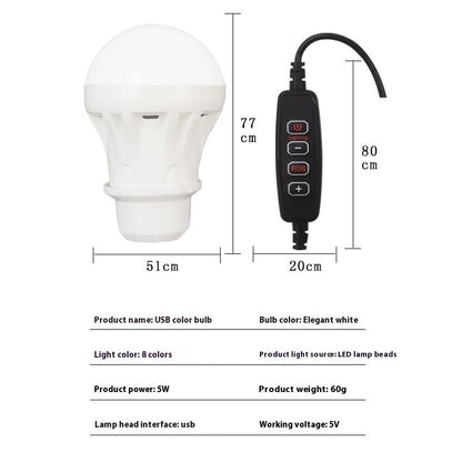RGB Magic Color 5V Mobile Power Bulb Low Voltage Led - USB Magic Light Bulb - 12V Hanging Light