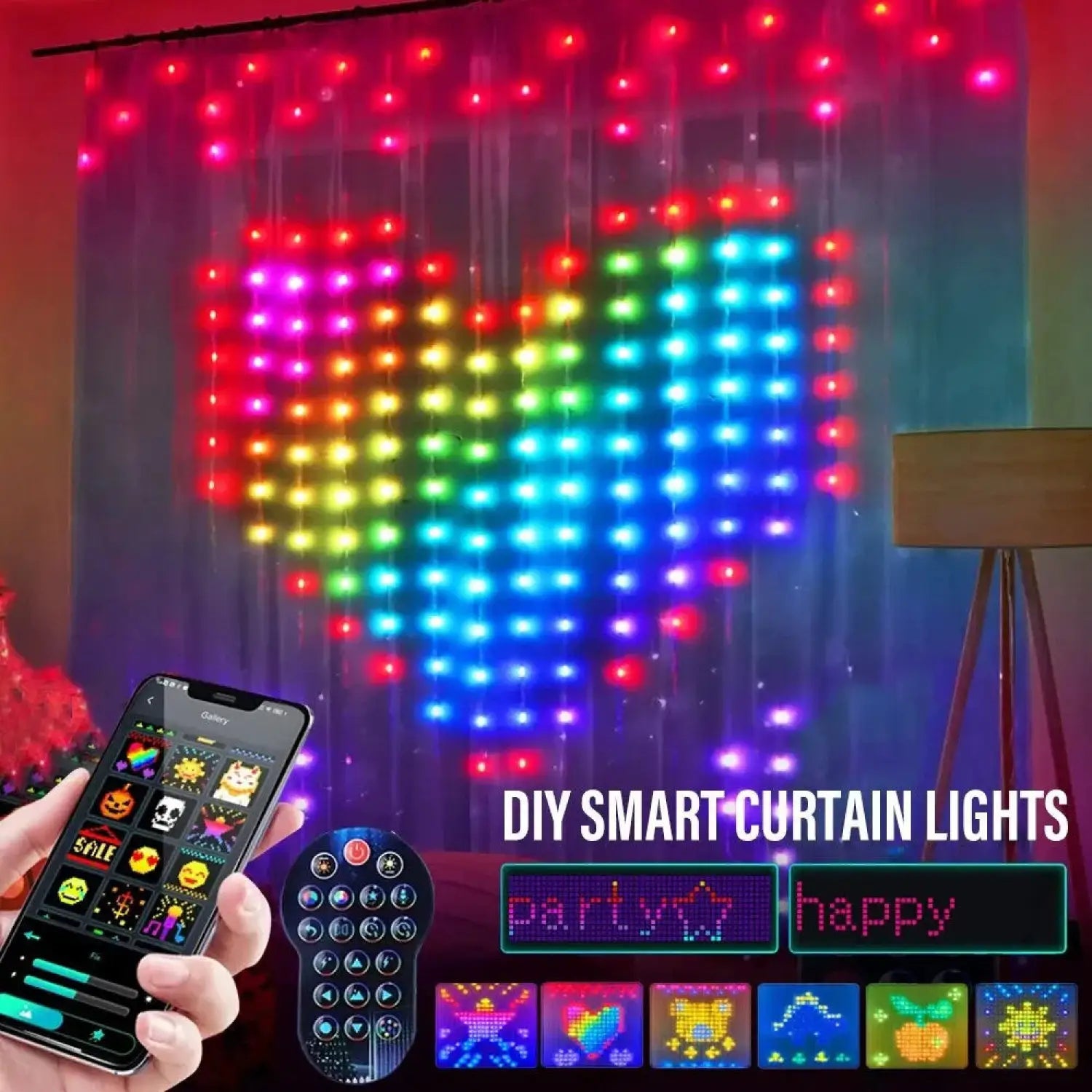 RGB Smart String Lights for Curtain & Party Decor with App Control - Strip and Rope Light