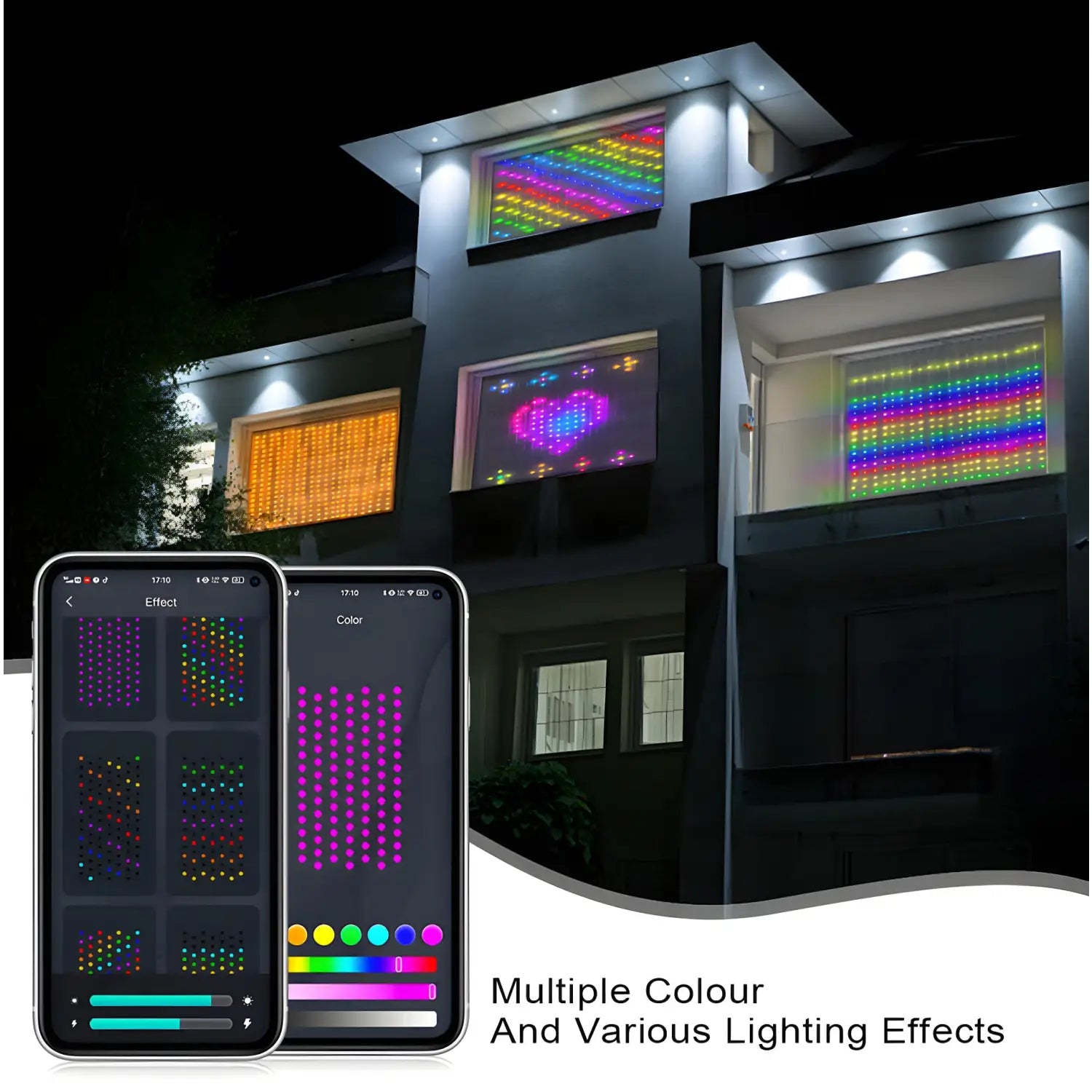 RGB Smart String Lights for Curtain & Party Decor with App Control - Strip and Rope Light