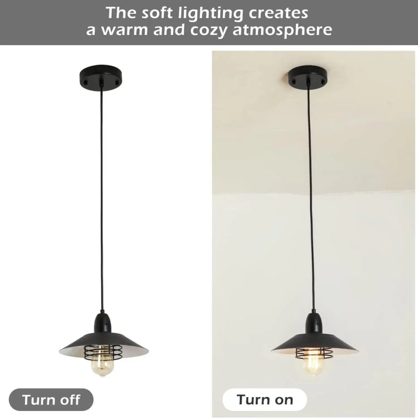 Rustic Adjustable Metal Vintage Pendant Lights for Indoor Spaces - Black White - 12V Hanging Light