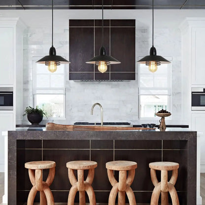 Rustic Adjustable Metal Vintage Pendant Lights for Indoor Spaces - Black White - 12V Hanging Light