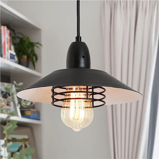 Rustic Adjustable Metal Vintage Pendant Lights for Indoor Spaces - Black White - 12V Hanging Light