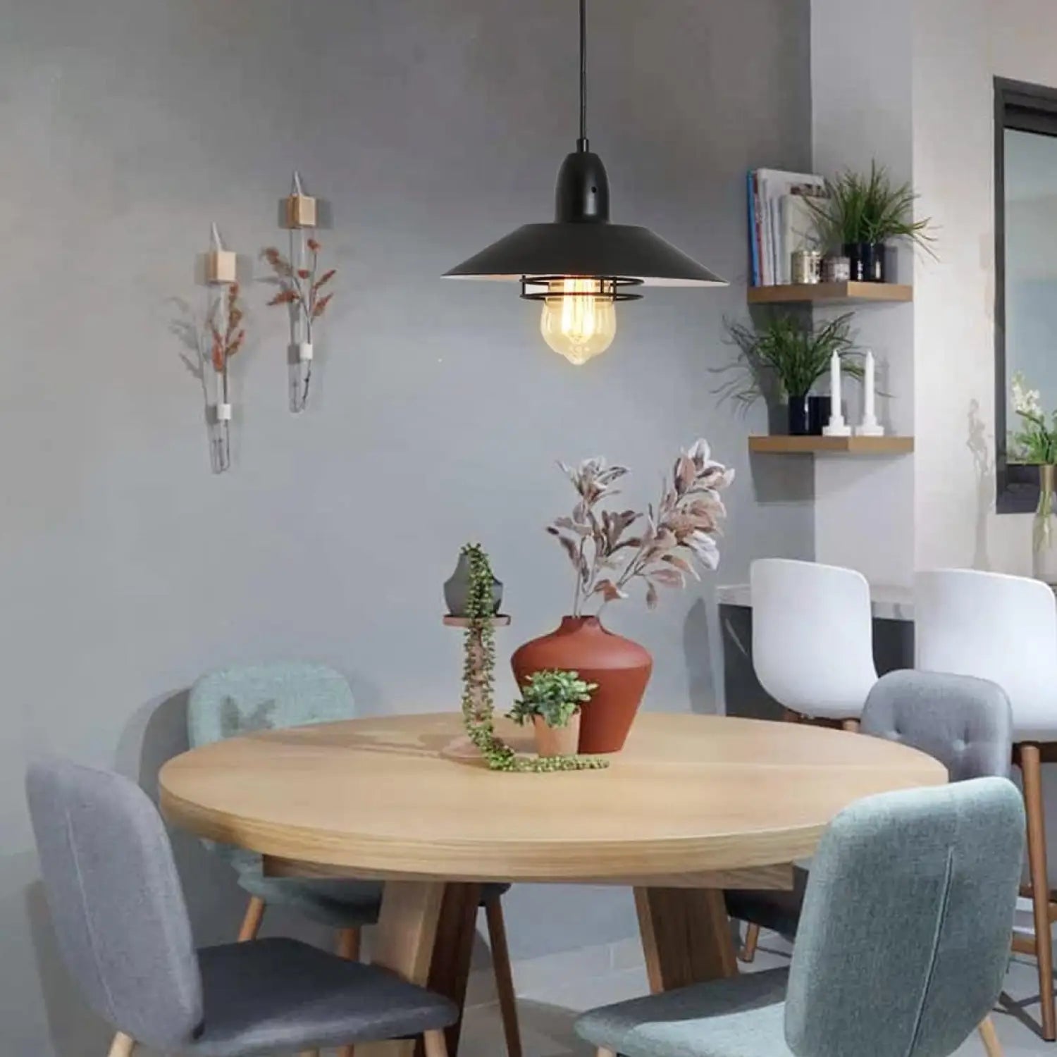 Rustic Adjustable Metal Vintage Pendant Lights for Indoor Spaces - Black White - 12V Hanging Light