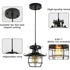 Rustic Black Pendant Light for Island with Adjustable Cage Design - Black - Hanging Light