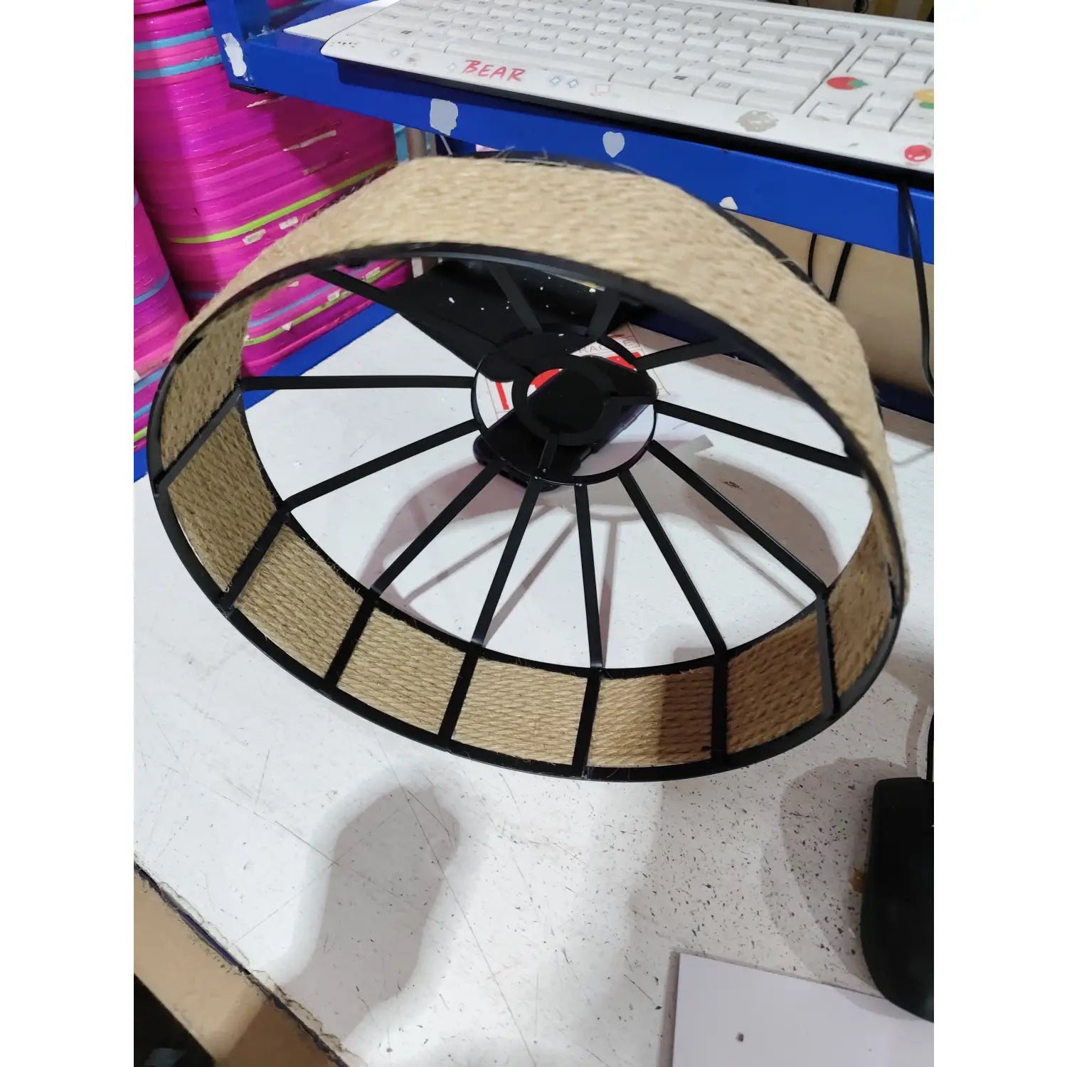 American Country Hemp Rope Restaurant Chandelier Personality Nordic Clothing Store Milk Tea Shop Round Wrought Iron LED