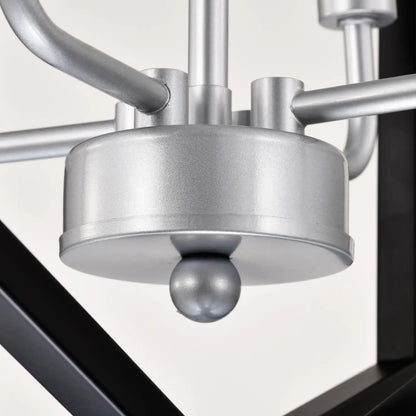 Rustic Modern Hanging Light Living Room with 12 Bulbs and Silver Finish Matte Black Hanging Light