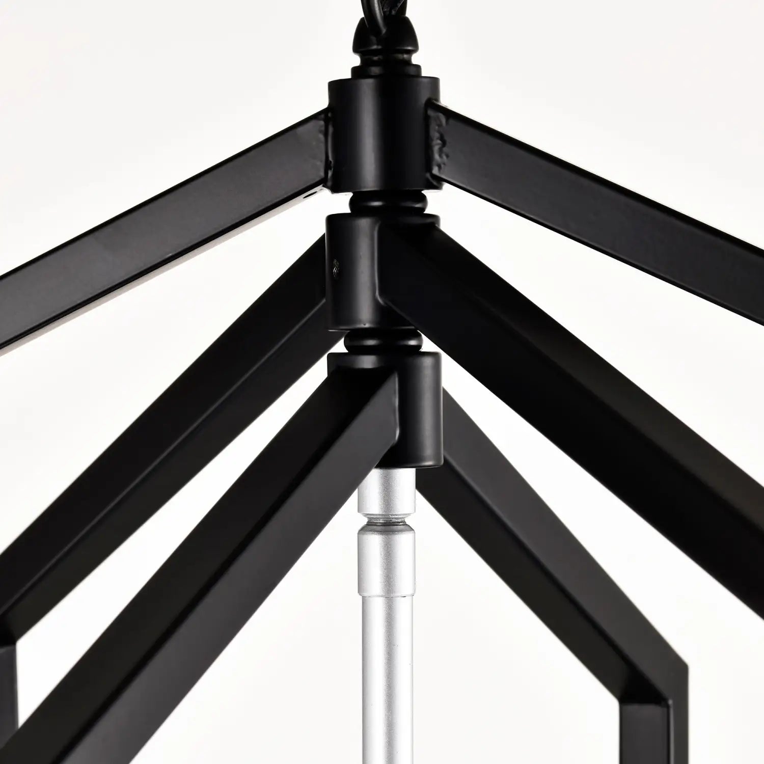 Rustic Modern Hanging Light Living Room with 12 Bulbs and Silver Finish Matte Black Hanging Light