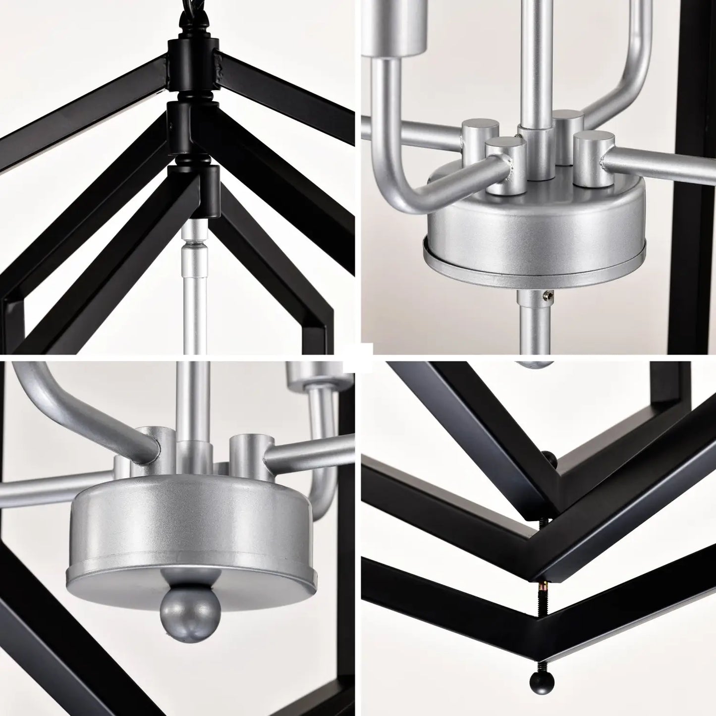 Rustic Modern Hanging Light Living Room with 12 Bulbs and Silver Finish Matte Black Hanging Light