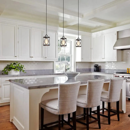 Industrial Pendant Lighting For Kitchen Island Rustic Mini Cage Pendant Light Farmhouse Pendant Lamp With Silver Grey