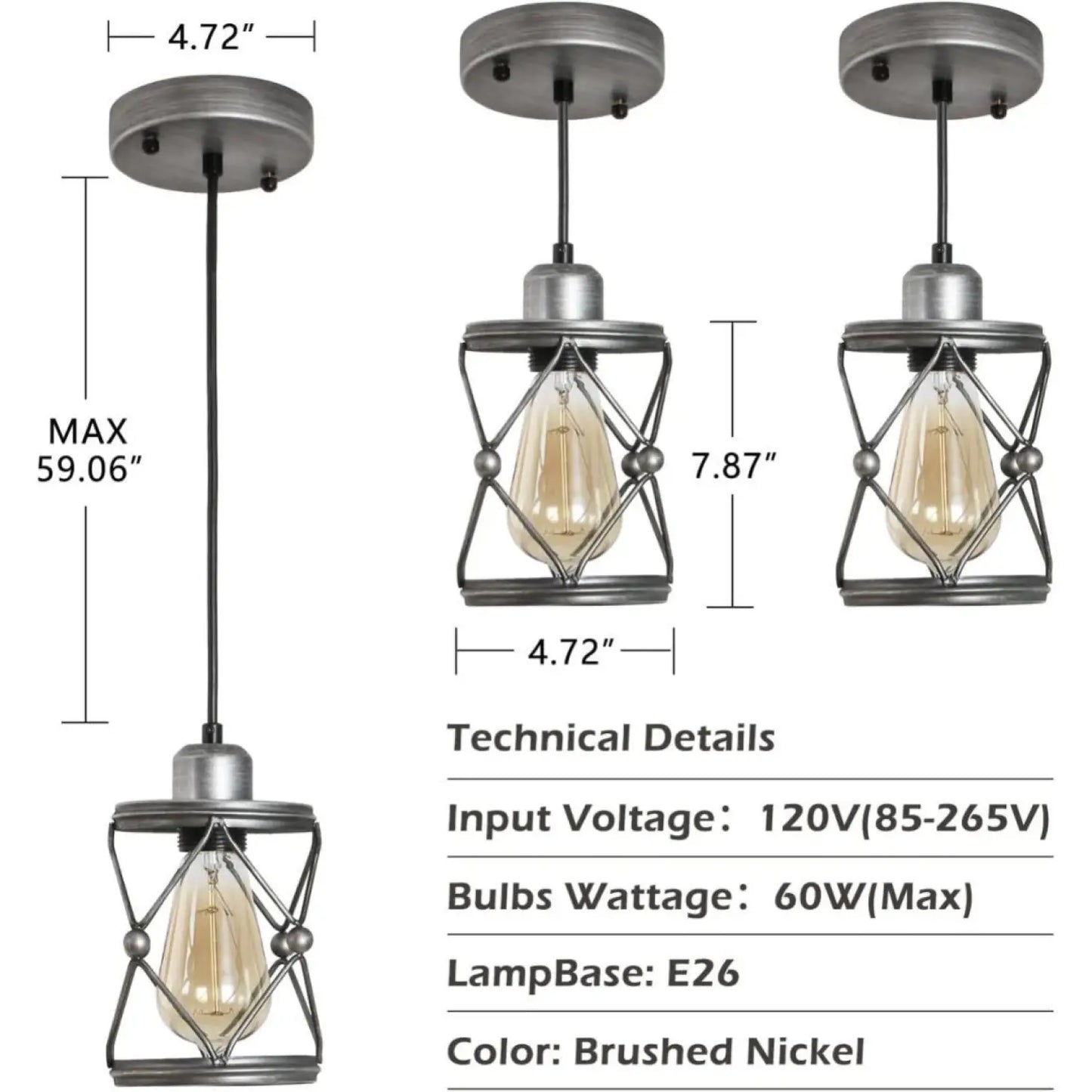 Industrial Pendant Lighting For Kitchen Island Rustic Mini Cage Pendant Light Farmhouse Pendant Lamp With Silver Grey