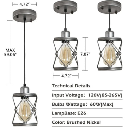 Industrial Pendant Lighting For Kitchen Island Rustic Mini Cage Pendant Light Farmhouse Pendant Lamp With Silver Grey