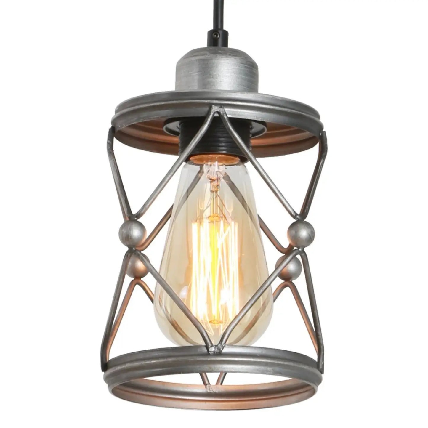 Industrial Pendant Lighting For Kitchen Island Rustic Mini Cage Pendant Light Farmhouse Pendant Lamp With Silver Grey