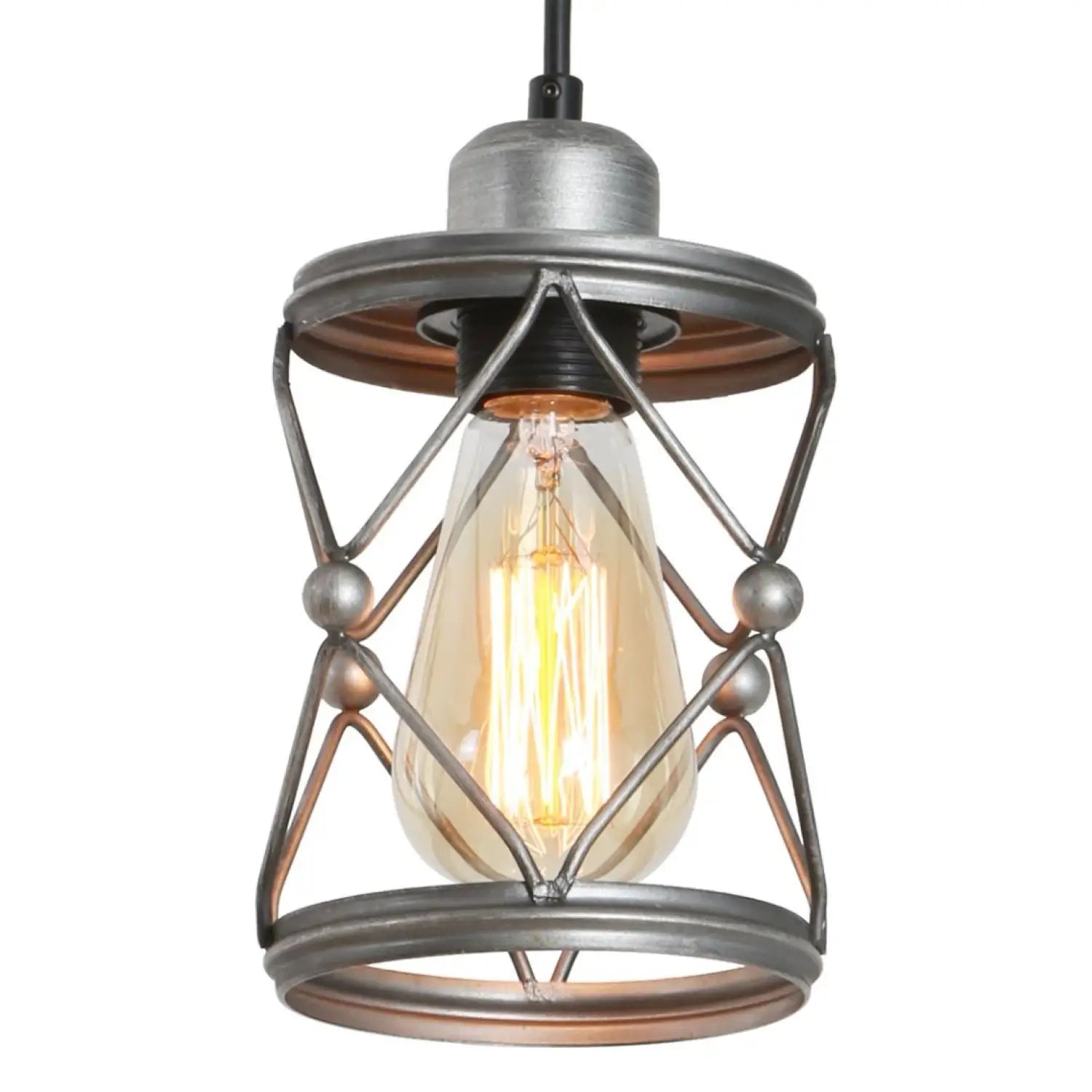 Industrial Pendant Lighting For Kitchen Island Rustic Mini Cage Pendant Light Farmhouse Pendant Lamp With Silver Grey
