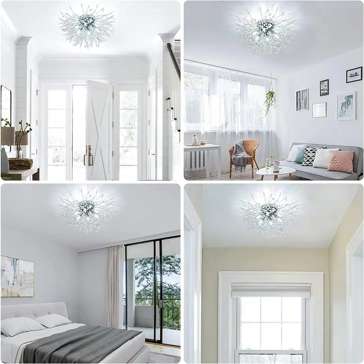 Satellite Fireworks Crystal Chandelier Modern Recessed Light - Argent - Ceiling Light