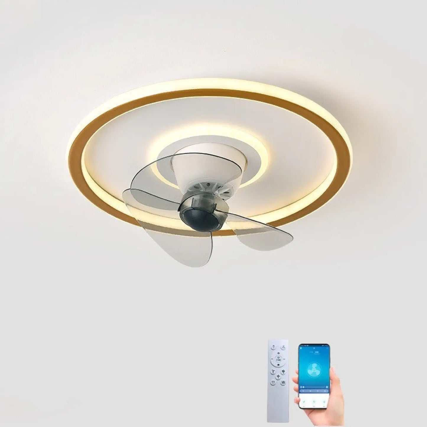 Simple Ceiling Fan Light Fixtures for Living Room & Home - Gold / No pole with remote control - Ceiling Light