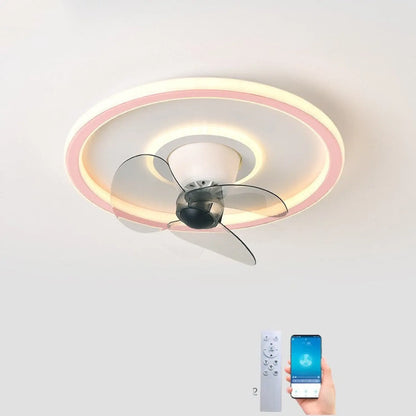 Simple Ceiling Fan Light Fixtures for Living Room & Home - Pink / No pole with remote control - Ceiling Light