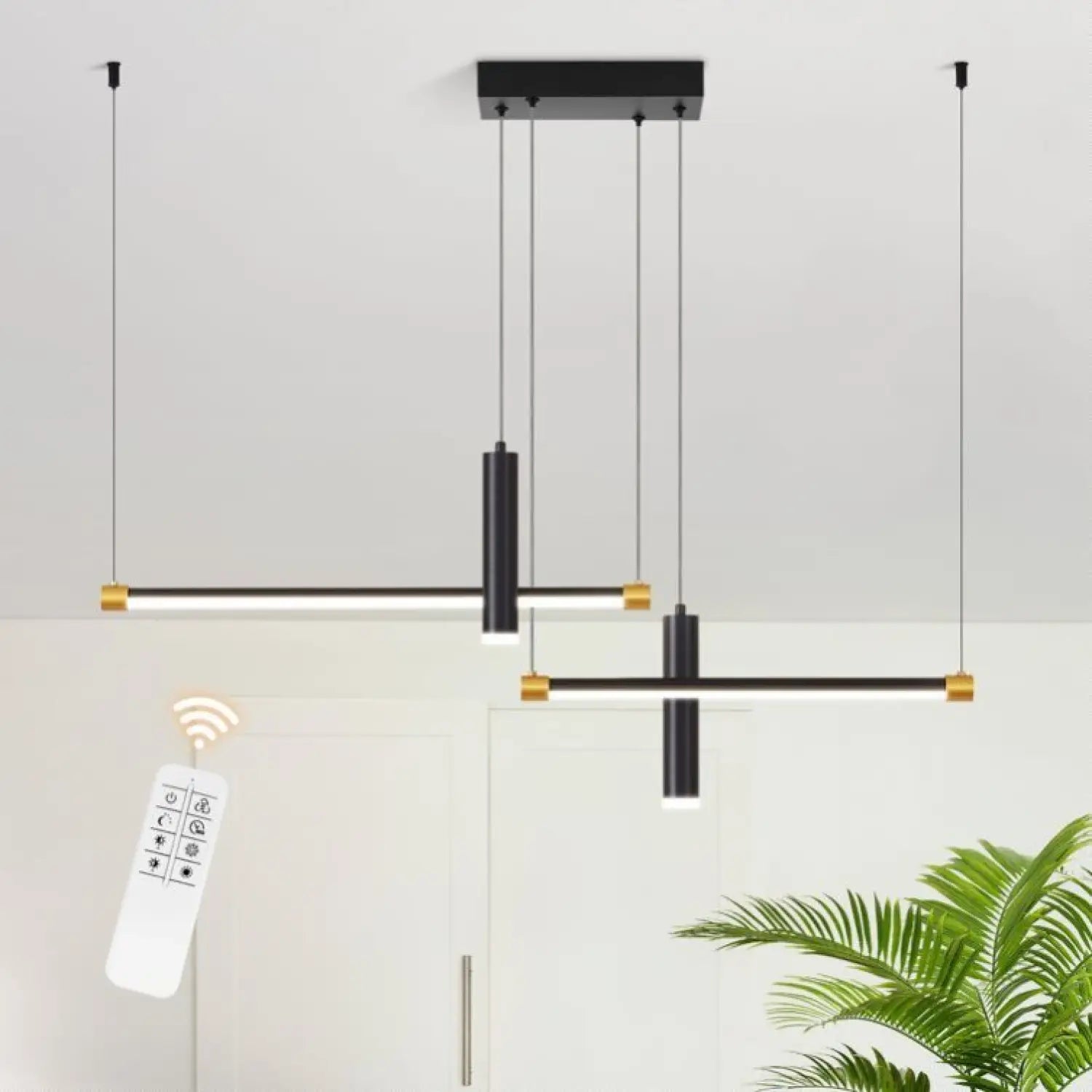 Javeriah 4 - Light Dimmable Kitchen Island Linear LED Pendant No Bulb - Black Gold - 12V Hanging Light
