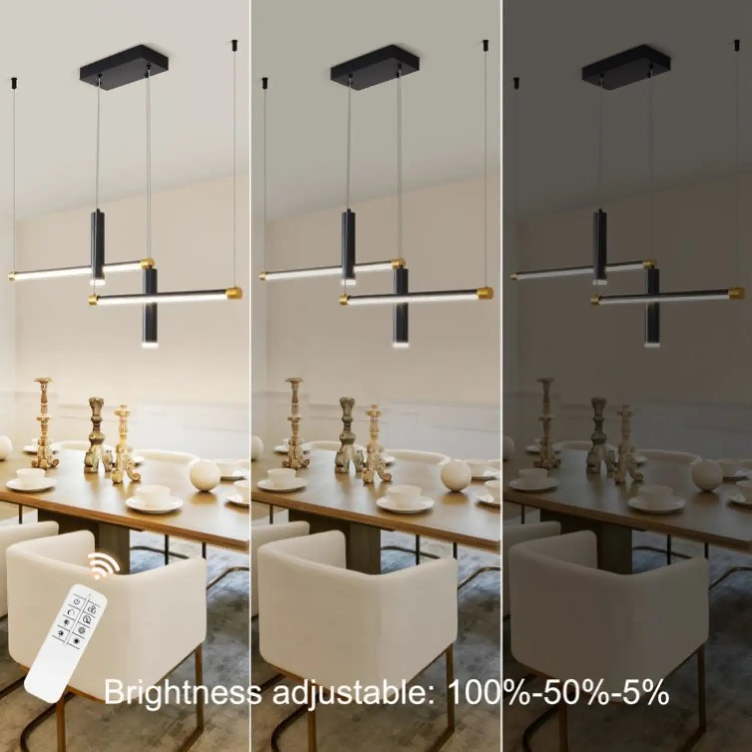 Javeriah 4 - Light Dimmable Kitchen Island Linear LED Pendant No Bulb - Black Gold - 12V Hanging Light