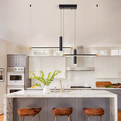 Javeriah 4 - Light Dimmable Kitchen Island Linear LED Pendant No Bulb - Black Gold - 12V Hanging Light