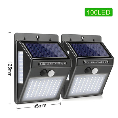 Smart & Energy-Efficient LED Solar Motion Detection Light - 100LED / Black / 2pcs - 12V Hanging Light