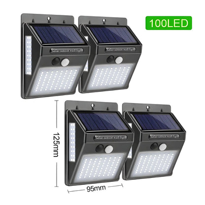 Smart & Energy-Efficient LED Solar Motion Detection Light - 100LED / Black / 4pcs - 12V Hanging Light