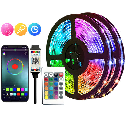 Smart LED Lights Bluetooth RGB Strip with Remote Control - Style D / 10M - Light Fixture