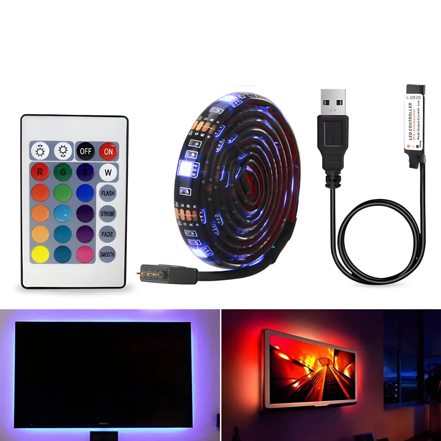 Smart LED Lights Bluetooth RGB Strip with Remote Control - Light Fixture